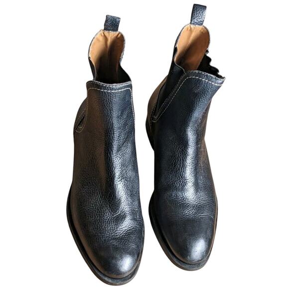 Antonio Melani Chelsea Boots Womens 6 Black Pebbled Italian Leather Ankle Bootie - Picture 4 of 14